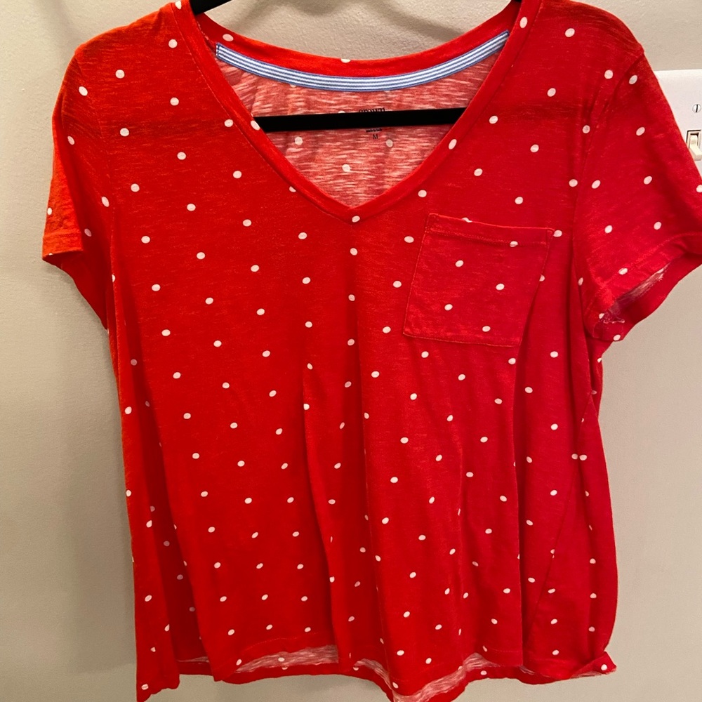 Crown & Ivy Red Polka Dot Top